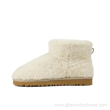 Fluffy Leisure Breathable White Plush Snow Boots